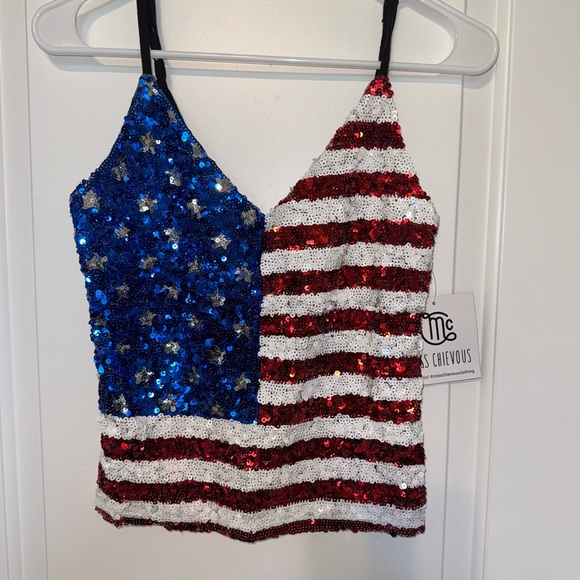 NWT Sequin American Flag Cami Top size XS - Picture 1 of 4